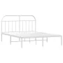 Metal bed frame with white headboard 183x213 cm by vidaXL, Beds and slatted bases - Ref: Foro24-353689, Price: 105,63 €, Disc...