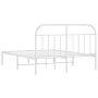 Metal bed frame with white headboard 183x213 cm by vidaXL, Beds and slatted bases - Ref: Foro24-353689, Price: 105,63 €, Disc...