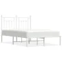 Estructura de cama de metal con cabecero blanca 135x190 cm de vidaXL, Camas y somieres - Ref: Foro24-353585, Precio: 110,79 €...