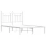 Estructura de cama de metal con cabecero blanca 135x190 cm de vidaXL, Camas y somieres - Ref: Foro24-353585, Precio: 110,79 €...
