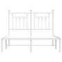 Estructura de cama de metal con cabecero blanca 135x190 cm de vidaXL, Camas y somieres - Ref: Foro24-353585, Precio: 110,79 €...