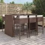 Gartenhochstuhl und Hocker Set 7 Stück mit Kissen aus PE-Rattan Braun von vidaXL, Gartensets - Ref: Foro24-3200663, Preis: 64...