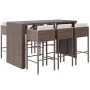 Garden table and high stools 7 pieces with brown PE rattan cushions by vidaXL, Garden sets - Ref: Foro24-3200663, Price: 644,...