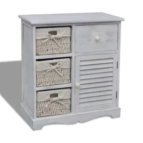 Wardrobe with 3 woven baskets on the left white wood by vidaXL, Lockers and storage cabinets - Ref: Foro24-240794, Price: 160...