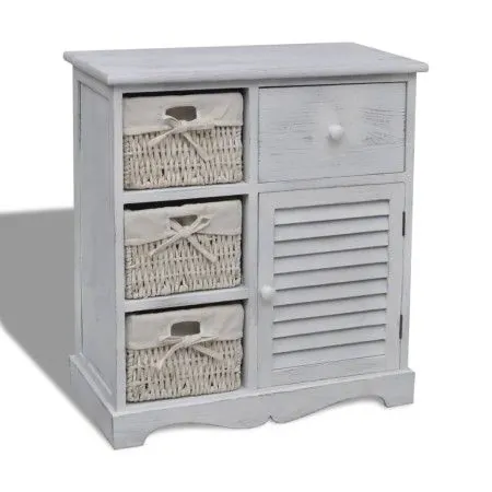 Wardrobe with 3 woven baskets on the left white wood by vidaXL, Lockers and storage cabinets - Ref: Foro24-240794, Price: 160...