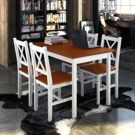 Braun-weißes 5-teiliges Esszimmermöbelset von vidaXL, Möbelsets für Küchen und Esszimmer - Ref: Foro24-240884, Preis: 251,26 ...