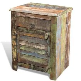 Beistelltisch mit 1 Schublade und 1 Tür aus recyceltem Holz von vidaXL, Nachttische - Ref: Foro24-240950, Preis: 193,49 €, Ra...