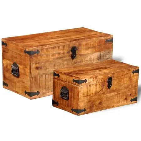 Storage Chest Set 2 Pcs Rough Mango Wood by vidaXL, Storage trunks - Ref: Foro24-241634, Price: 236,40 €, Discount: %