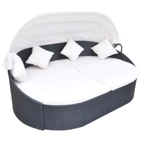 Garden lounger with black synthetic rattan canopy by vidaXL, Outdoor beds - Ref: Foro24-41832, Price: 553,02 €, Discount: %