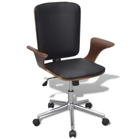Swivel office chair with curved wood and faux leather by vidaXL, Office chairs - Ref: Foro24-241685, Price: 159,87 €, Discoun...