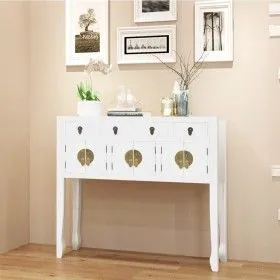 Weißes Sideboard im chinesischen Stil aus massivem Holz von vidaXL, Sideboards - Ref: Foro24-242647, Preis: 188,12 €, Rabatt: %