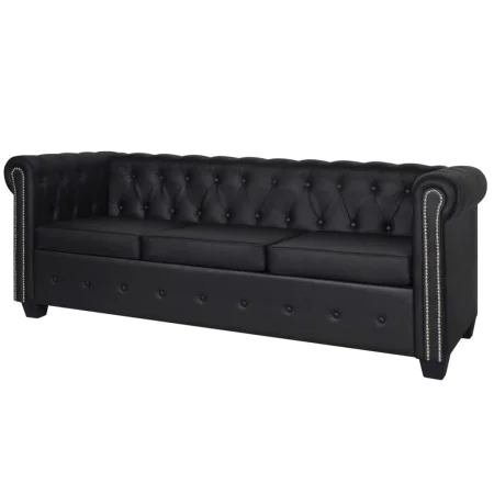 Chesterfield 3-seater black synthetic leather sofa by vidaXL, Sofas - Ref: Foro24-242370, Price: 433,77 €, Discount: %