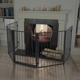 Black steel fireplace fence for pets by vidaXL, Fireplace screens - Ref: Foro24-242684, Price: 68,92 €, Discount: %