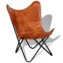 Silla Butterfly de cuero auténtico marrón de vidaXL, Sillones - Ref: Foro24-243728, Precio: 94,20 €, Descuento: %