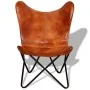 Silla Butterfly de cuero auténtico marrón de vidaXL, Sillones - Ref: Foro24-243728, Precio: 94,20 €, Descuento: %