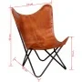 Silla Butterfly de cuero auténtico marrón de vidaXL, Sillones - Ref: Foro24-243728, Precio: 94,20 €, Descuento: %