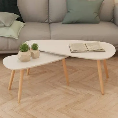 Couchtische 2 Einheiten aus massivem weißem Kiefernholz von vidaXL, Couchtisch - Ref: Foro24-244731, Preis: 99,10 €, Rabatt: %