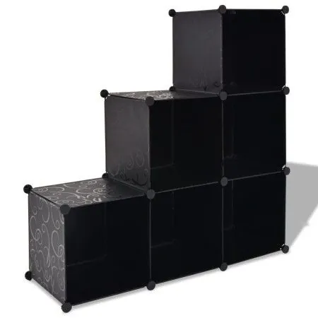 Cube shelf with 6 compartments in black by vidaXL, Shoe racks and shoe organizers - Ref: Foro24-244923, Price: 35,83 €, Disco...