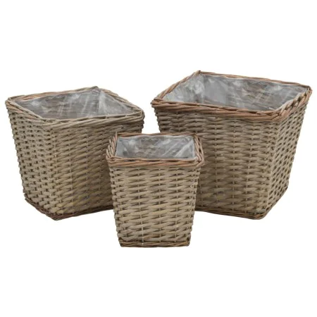 Wicker flower bed with PE lining 3 units by vidaXL, Pots and planters - Ref: Foro24-246833, Price: 44,10 €, Discount: %