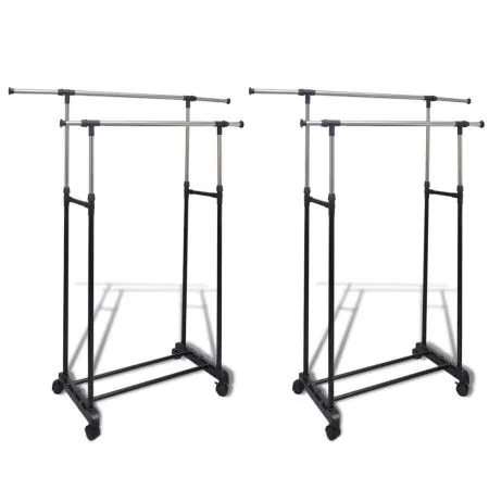 Adjustable clothes rack 2 bars 2 units by vidaXL, Dresser Organizers and Bar Hangers - Ref: Foro24-270182, Price: 61,40 €, Di...