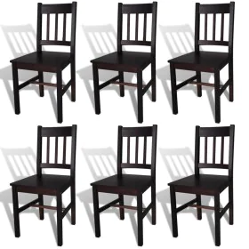 Dining chairs, 6 units, dark brown pine wood by vidaXL, dining chairs - Ref: Foro24-271499, Price: 274,00 €, Discount: %