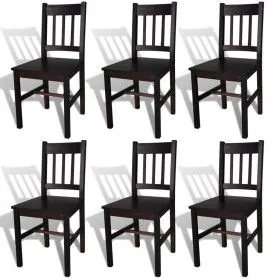 Sillas de comedor 6 unidades madera de pino marrón oscuro de vidaXL, Sillas de comedor - Ref: Foro24-271499, Precio: 272,93 €...