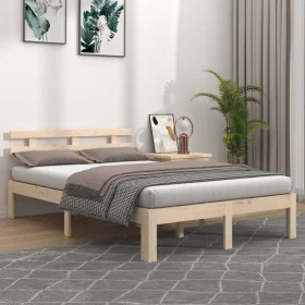 Solid wood bed frame 140x190 cm by vidaXL, Beds and slatted bases - Ref: Foro24-814734, Price: 114,09 €, Discount: %