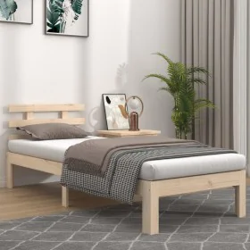 Solid wood bed frame 90x200 cm by vidaXL, Beds and slatted bases - Ref: Foro24-814739, Price: 68,23 €, Discount: %