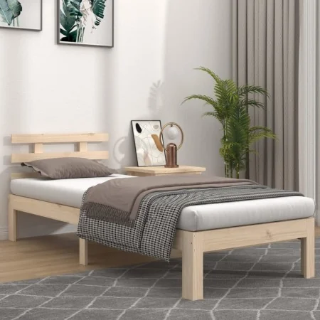 Solid wood bed frame 90x200 cm by vidaXL, Beds and slatted bases - Ref: Foro24-814739, Price: 68,23 €, Discount: %