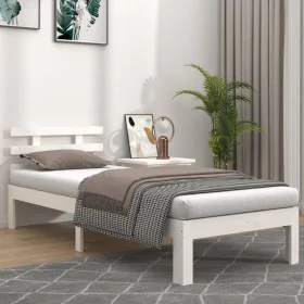 White solid wood bed frame 90x200 cm by vidaXL, Beds and slatted bases - Ref: Foro24-814740, Price: 82,79 €, Discount: %