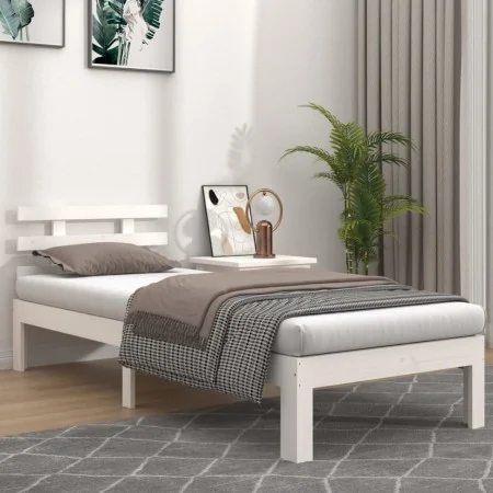 Estructura de cama madera maciza blanca 100x200 cm de vidaXL, Camas y somieres - Ref: Foro24-814745, Precio: 105,62 €, Descue...