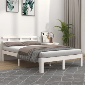 White solid wood bed frame 120x200 cm by vidaXL, Beds and slatted bases - Ref: Foro24-814750, Price: 129,09 €, Discount: %