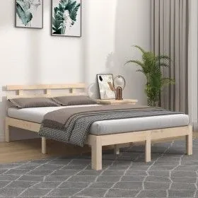 Solid wood bed frame 140x200 cm by vidaXL, Beds and slatted bases - Ref: Foro24-814754, Price: 129,08 €, Discount: %