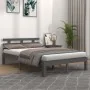 Gray solid wood bed frame King Size 150x200 cm by vidaXL, Beds and slatted bases - Ref: Foro24-814761, Price: 153,69 €, Disco...