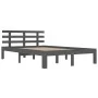 Gray solid wood bed frame King Size 150x200 cm by vidaXL, Beds and slatted bases - Ref: Foro24-814761, Price: 153,69 €, Disco...