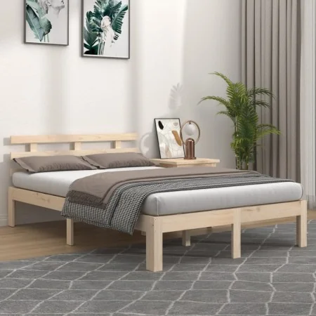 Solid wood bed frame 160x200 cm by vidaXL, Beds and slatted bases - Ref: Foro24-814764, Price: 123,14 €, Discount: %