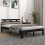 Black solid wood bed frame 200x200 cm by vidaXL, Beds and slatted bases - Ref: Foro24-814778, Price: 125,62 €, Discount: %