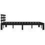 Black solid wood bed frame 200x200 cm by vidaXL, Beds and slatted bases - Ref: Foro24-814778, Price: 125,62 €, Discount: %
