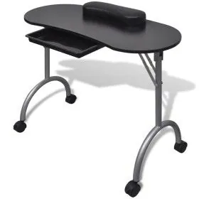Mesa de manicura plegable con ruedas negra by vidaXL, Manicure tool sets - Ref: Foro24-110123, Price: 80,10 €, Discount: %