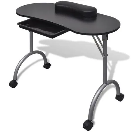 Mesa de manicura plegable con ruedas negra by vidaXL, Manicure tool sets - Ref: Foro24-110123, Price: 80,10 €, Discount: %