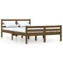 Honey brown solid wood double bed frame 120x190 cm by vidaXL, Beds and slatted bases - Ref: Foro24-814792, Price: 120,15 €, D...