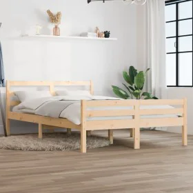Solid wood bed frame 140x190 cm by vidaXL, Beds and slatted bases - Ref: Foro24-814799, Price: 96,85 €, Discount: %