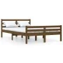 Honigbrauner Massivholz-Doppelbettrahmen 135x190 cm von vidaXL, Betten und Lattenroste - Ref: Foro24-814797, Preis: 135,80 €,...