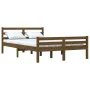 Honey brown solid wood double bed frame 135x190 cm by vidaXL, Beds and slatted bases - Ref: Foro24-814797, Price: 135,80 €, D...