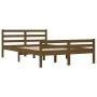 Honey brown solid wood double bed frame 135x190 cm by vidaXL, Beds and slatted bases - Ref: Foro24-814797, Price: 135,80 €, D...
