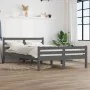 Gray solid wood bed frame 140x190 cm by vidaXL, Beds and slatted bases - Ref: Foro24-814801, Price: 122,04 €, Discount: %