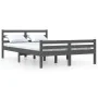 Gray solid wood bed frame 140x190 cm by vidaXL, Beds and slatted bases - Ref: Foro24-814801, Price: 122,04 €, Discount: %
