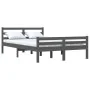 Gray solid wood bed frame 140x190 cm by vidaXL, Beds and slatted bases - Ref: Foro24-814801, Price: 122,04 €, Discount: %