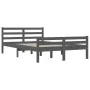 Gray solid wood bed frame 140x190 cm by vidaXL, Beds and slatted bases - Ref: Foro24-814801, Price: 122,04 €, Discount: %