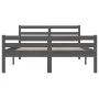 Gray solid wood bed frame 140x190 cm by vidaXL, Beds and slatted bases - Ref: Foro24-814801, Price: 122,04 €, Discount: %